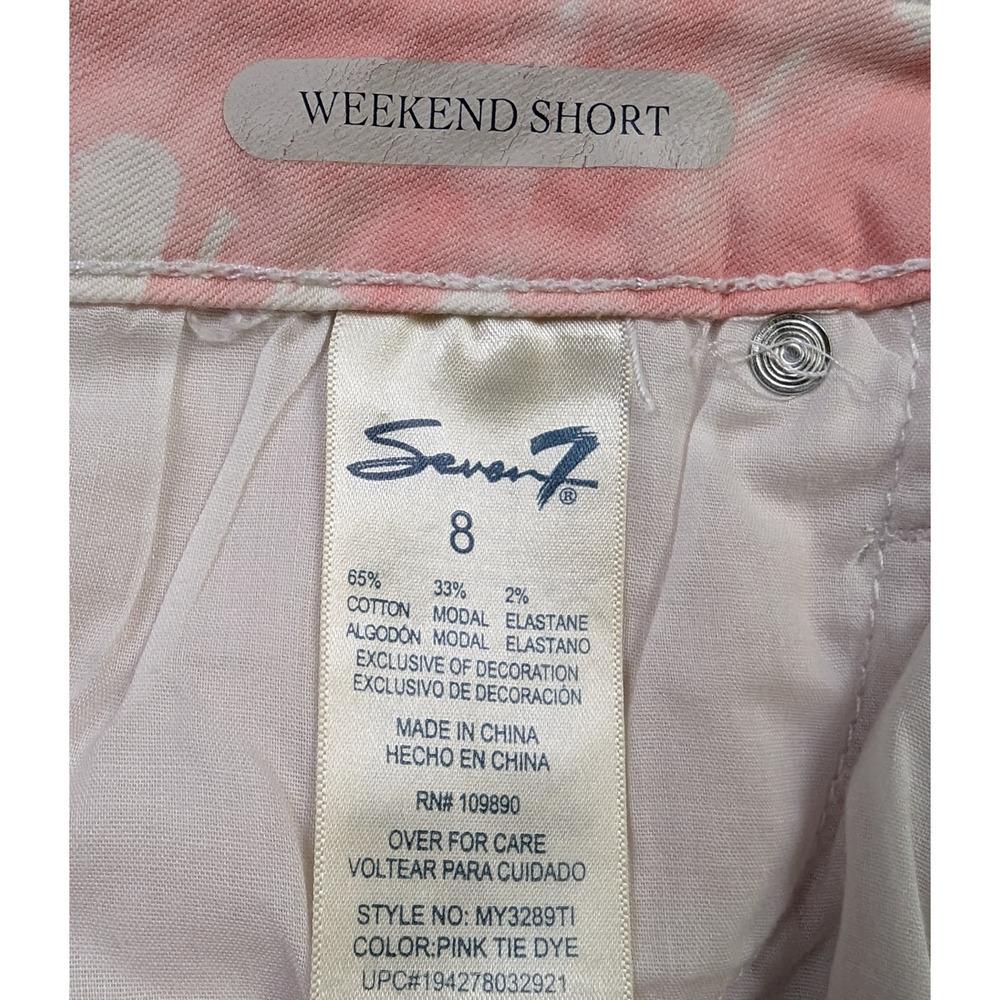 Seven 7 Jeans Pink Tie Dye Weekend Short Size 8 - Picture 4 of 8